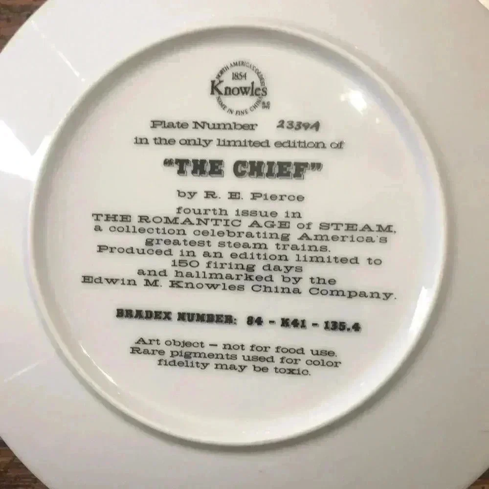 Knowles The Chief train plate collectible by R.E. Pierce